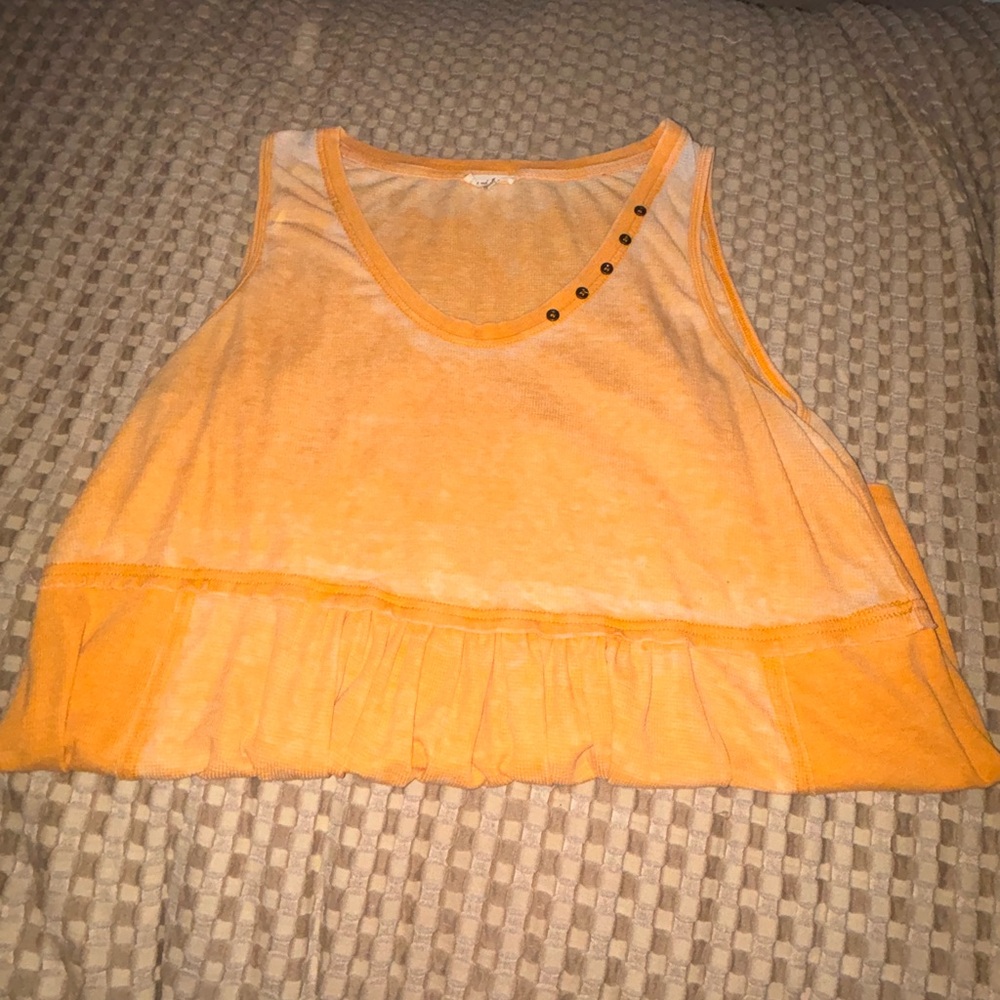 Jane and Delancey Bright Orange Tank Top with Ruffle Hem